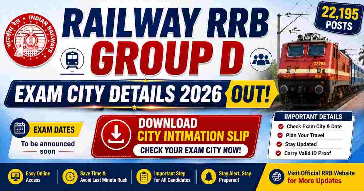 Railway RRB Group D Exam City Details 2026 Out