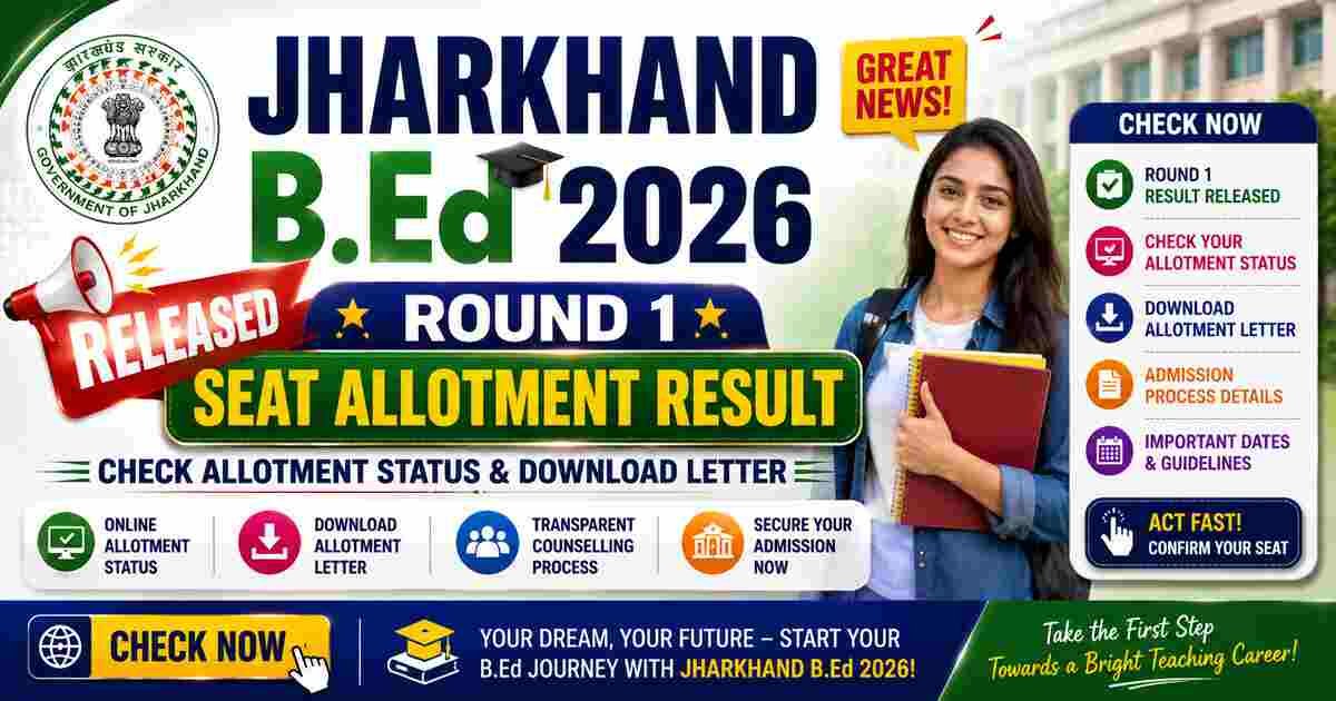 Jharkhand B.Ed Round 1 Seat Allotment Result 2026