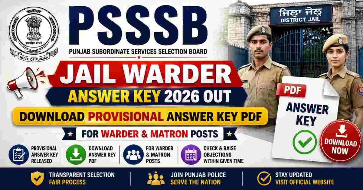 PSSSB Jail Warder Answer Key 2026