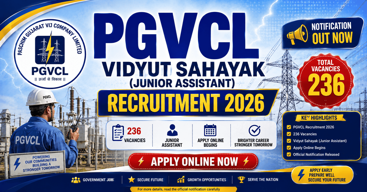 PGVCL Vidyut Sahayak Recruitment 2026