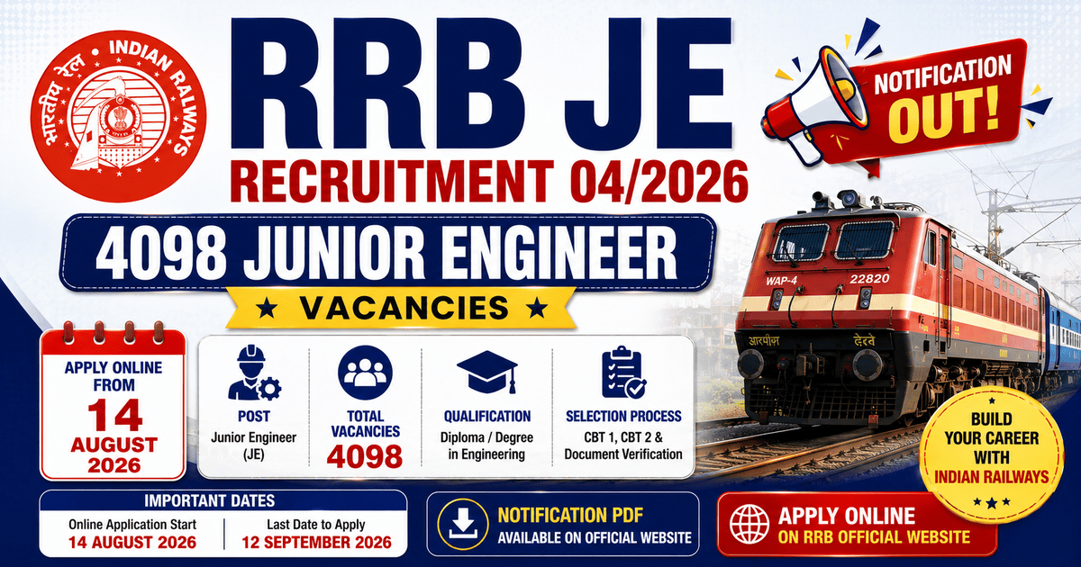 RRB JE Recruitment 04/2026